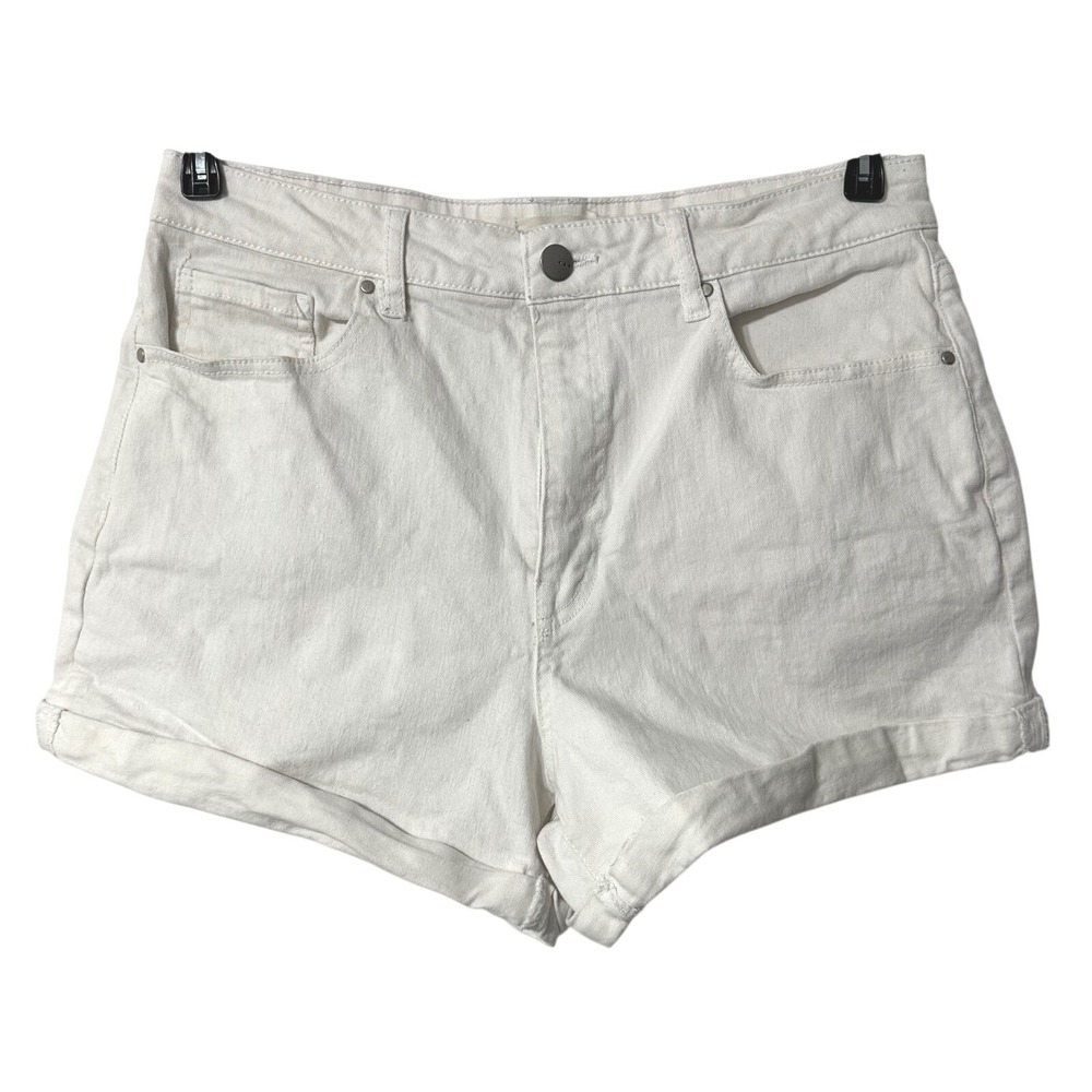 TGLA Denim Shorts Womens 30 White High Rise Cuffed Hem Casual